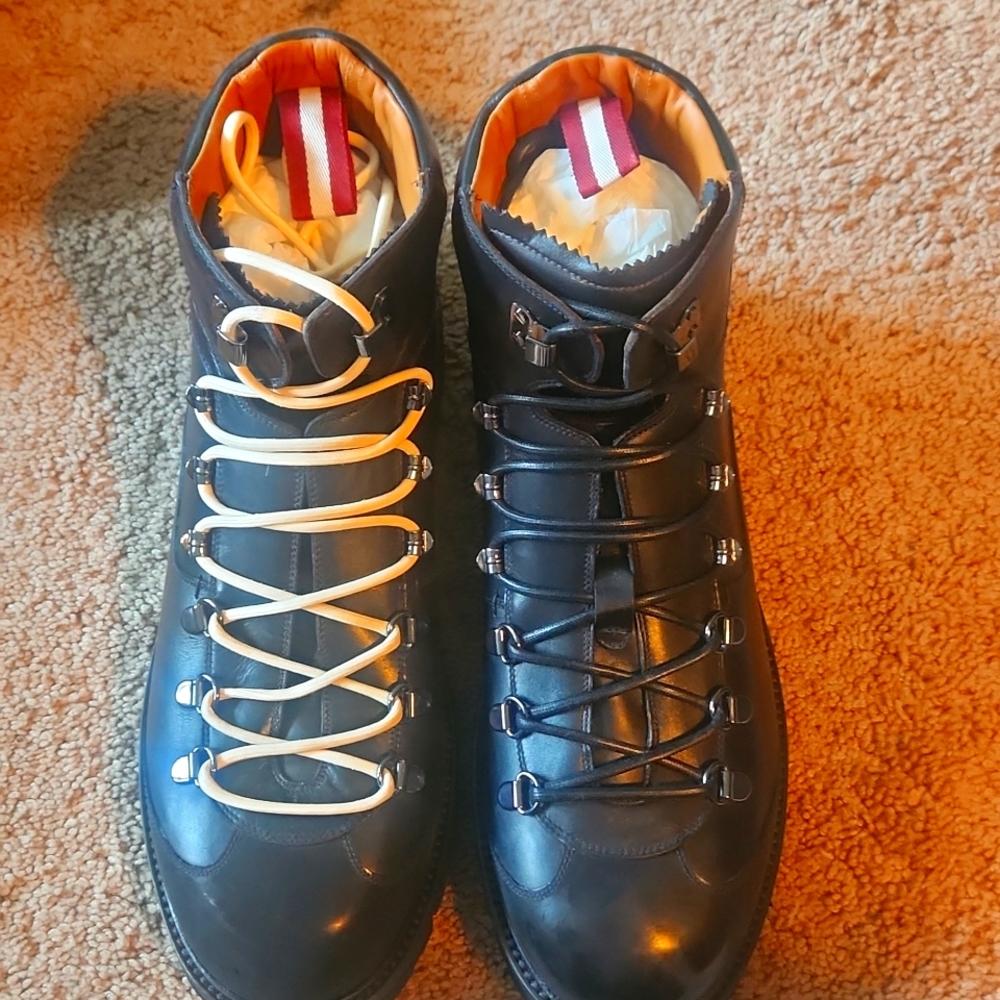 Bally Black Charston 20 Leather Ankle Calf Combat Boot